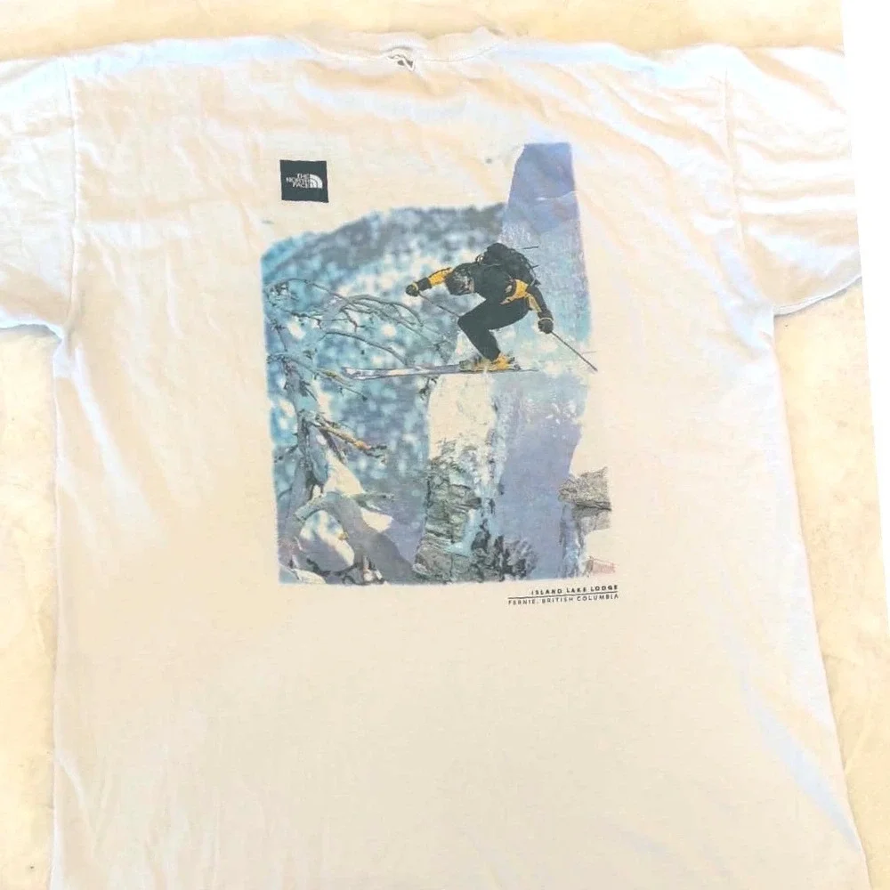 Vintage The North Face Steep Tech Skier T-Shirt Island Lake Lodge Fernie BC